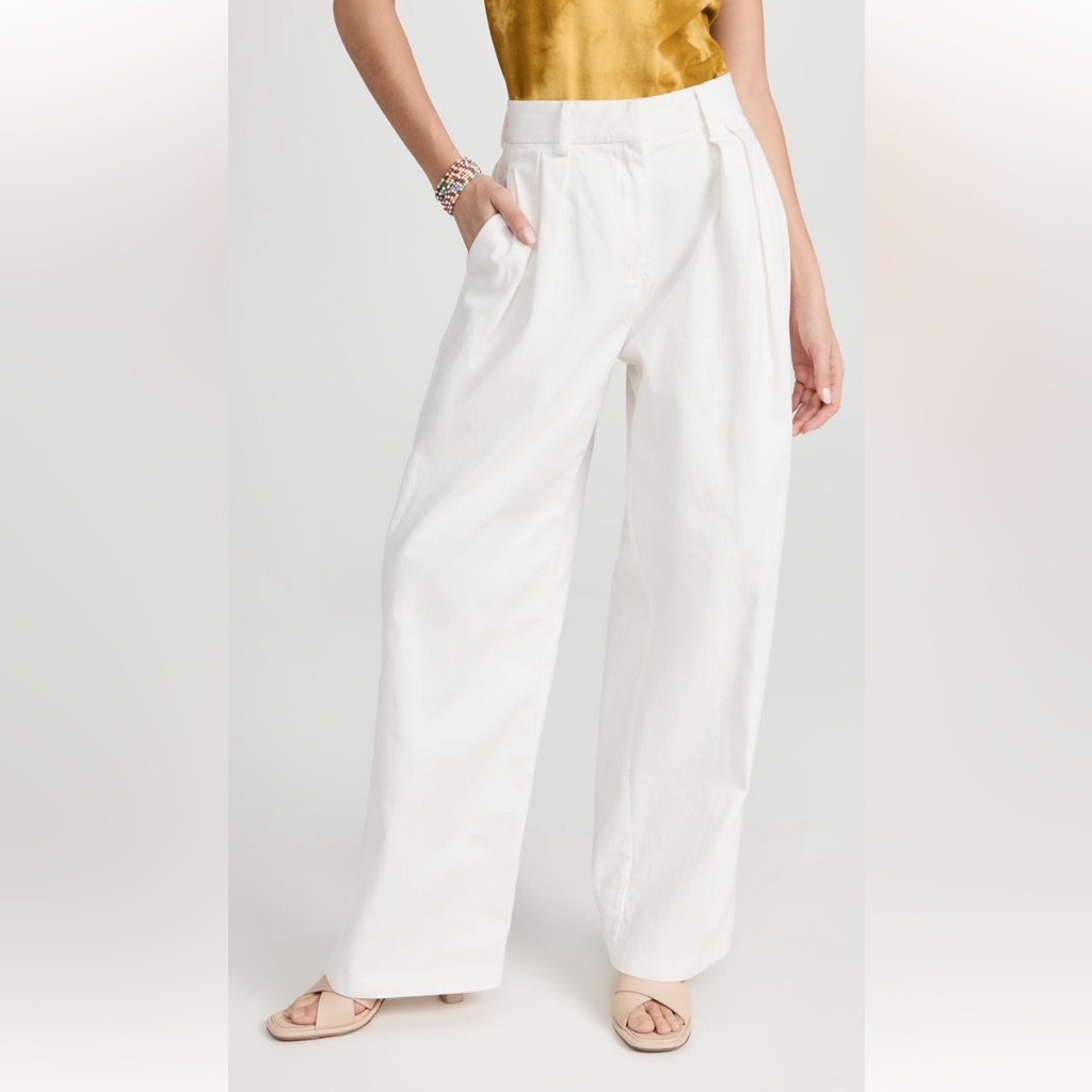 Staud White Wide-Leg Pants